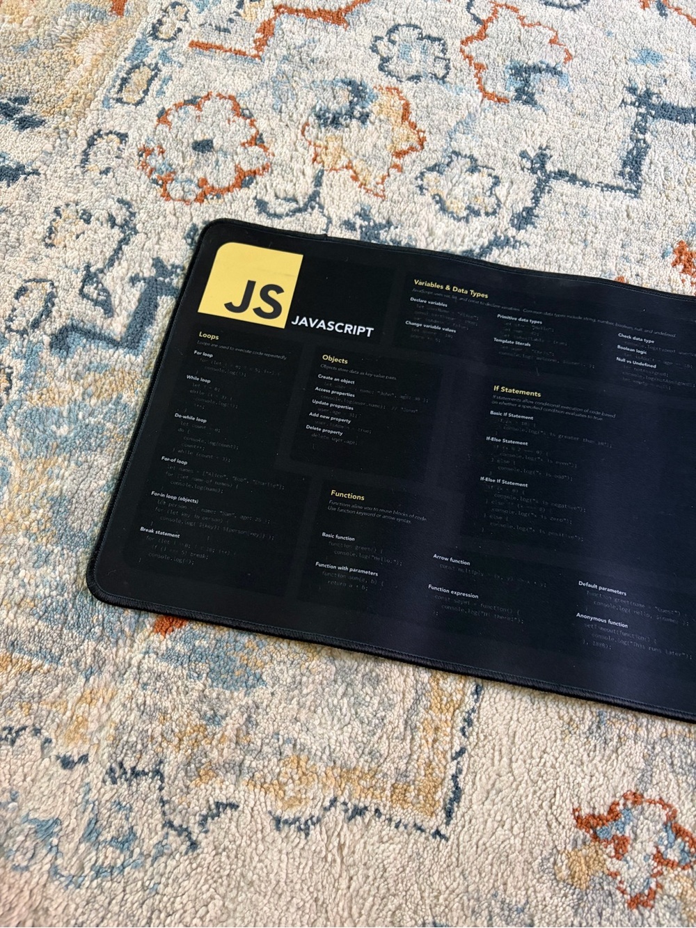 JavaScript Desk Mat with Yellow JS Logo - Picture 2 of 2